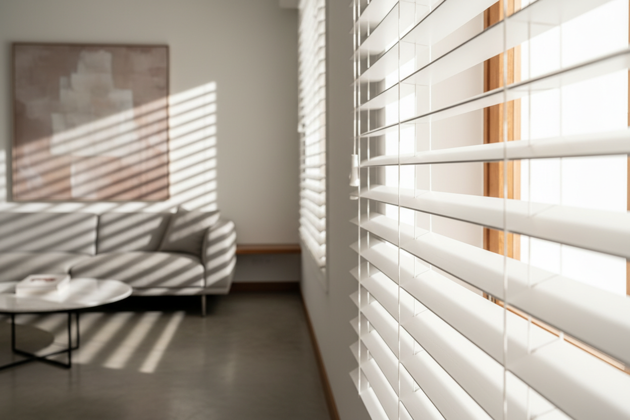 white venetian blinds 
